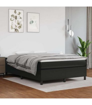 vidaXL Box Spring Bed Frame Black Double Faux Leather