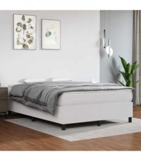 vidaXL Box Spring Bed Frame White Double Faux Leather