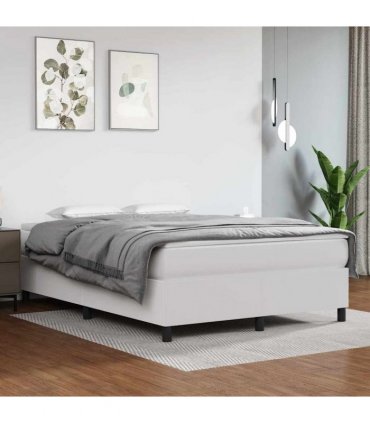 vidaXL Box Spring Bed Frame White Double Faux Leather