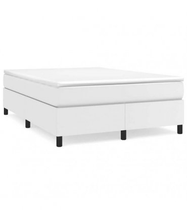 vidaXL Box Spring Bed Frame White Double Faux Leather