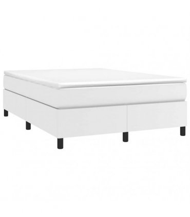 vidaXL Box Spring Bed Frame White Double Faux Leather