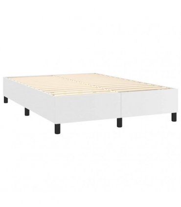 vidaXL Box Spring Bed Frame White Double Faux Leather