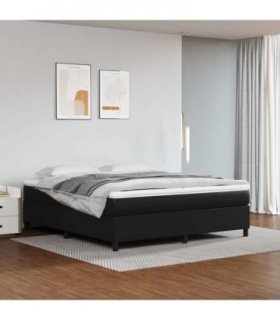 vidaXL Box Spring Bed Frame Black Super King Faux Leather