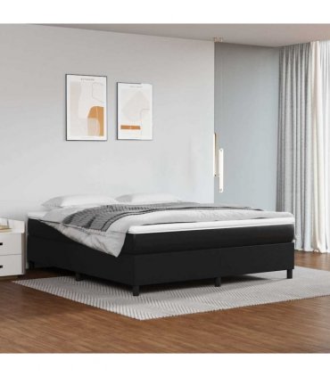 vidaXL Box Spring Bed Frame Black Super King Faux Leather