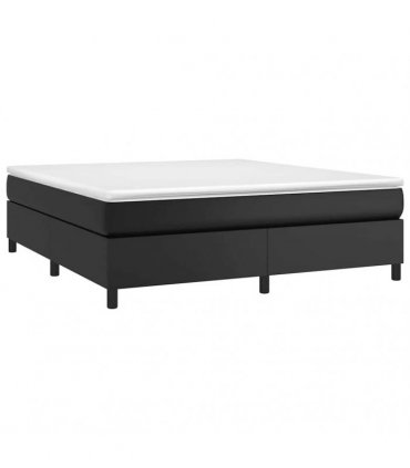 vidaXL Box Spring Bed Frame Black Super King Faux Leather