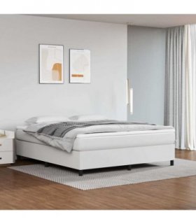 vidaXL Box Spring Bed Frame White Super King Faux Leather