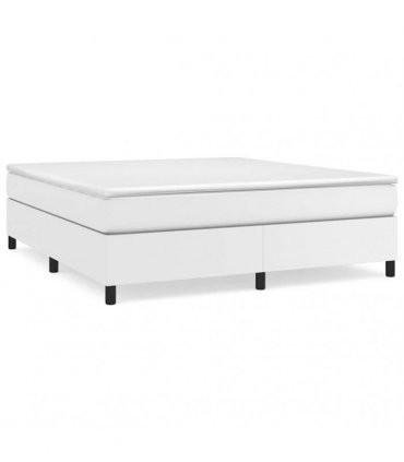 vidaXL Box Spring Bed Frame White Super King Faux Leather
