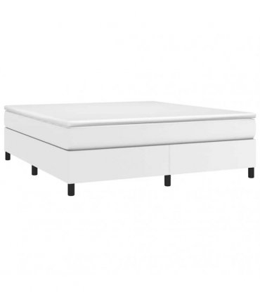 vidaXL Box Spring Bed Frame White Super King Faux Leather