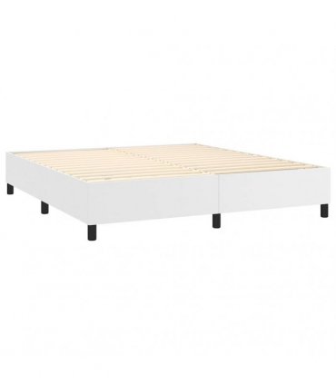 vidaXL Box Spring Bed Frame White Super King Faux Leather