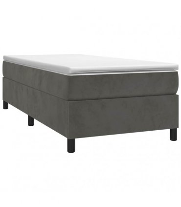 vidaXL Box Spring Bed Frame Dark Grey Single Velvet