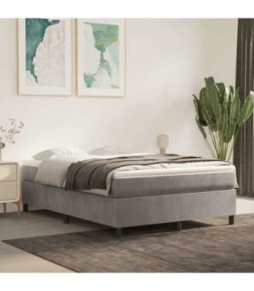 vidaXL Box Spring Bed Frame Light Grey Double Velvet