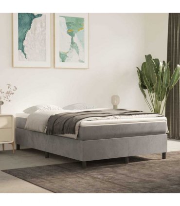 vidaXL Box Spring Bed Frame Light Grey Double Velvet