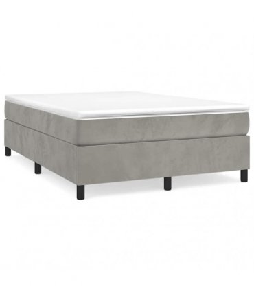 vidaXL Box Spring Bed Frame Light Grey Double Velvet