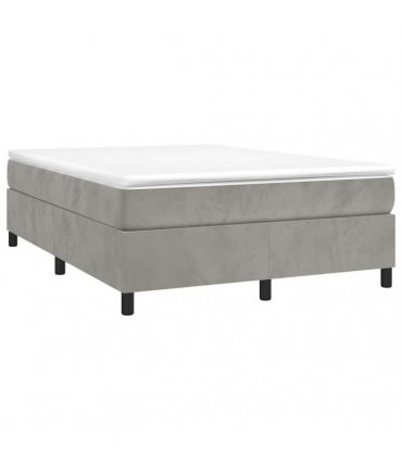 vidaXL Box Spring Bed Frame Light Grey Double Velvet