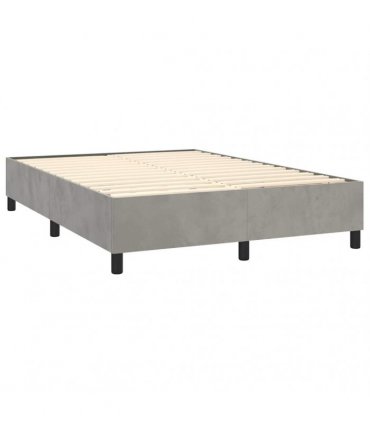vidaXL Box Spring Bed Frame Light Grey Double Velvet