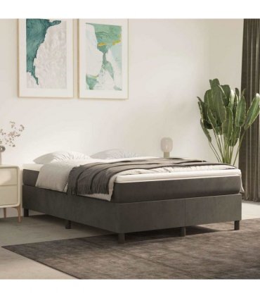 vidaXL Box Spring Bed Frame Dark Grey Double Velvet