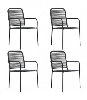 vidaXL Garden Chairs 4 pcs Cotton Rope and Steel Black