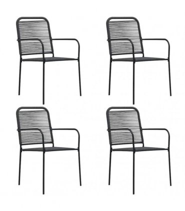 vidaXL Garden Chairs 4 pcs Cotton Rope and Steel Black