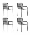 vidaXL Garden Chairs 4 pcs Cotton Rope and Steel Black