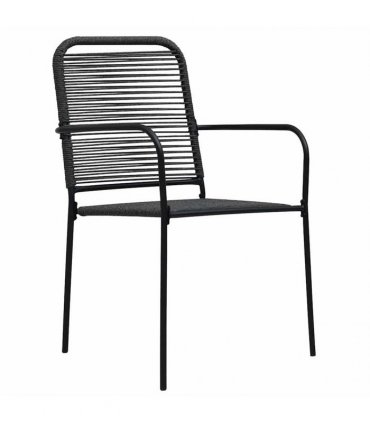 vidaXL Garden Chairs 4 pcs Cotton Rope and Steel Black