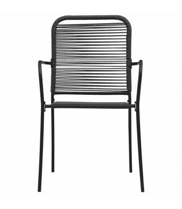 vidaXL Garden Chairs 4 pcs Cotton Rope and Steel Black