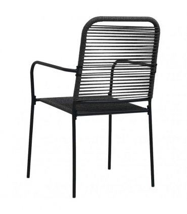 vidaXL Garden Chairs 4 pcs Cotton Rope and Steel Black