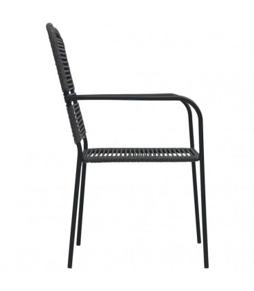 vidaXL Garden Chairs 4 pcs Cotton Rope and Steel Black