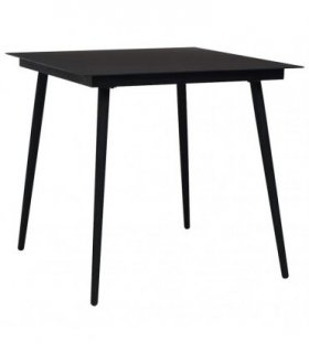 vidaXL Garden Dining Table Black 80x80x74 cm Steel and Glass