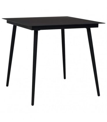 vidaXL Garden Dining Table Black 80x80x74 cm Steel and Glass
