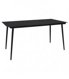 vidaXL Garden Dining Table Black 150x80x74 cm Steel and Glass