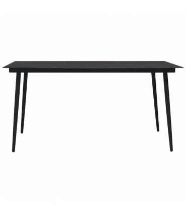 vidaXL Garden Dining Table Black 150x80x74 cm Steel and Glass