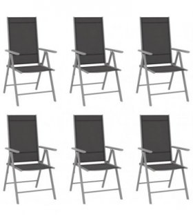 vidaXL Folding Chairs 6 pcs Textilene Black
