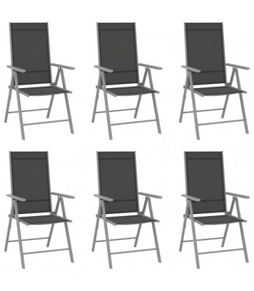 vidaXL Folding Chairs 6 pcs Textilene Black