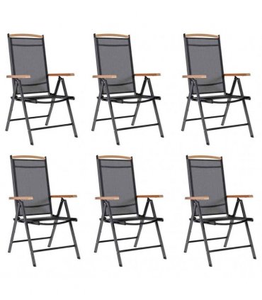 vidaXL Folding Chairs 6 pcs Textilene Black