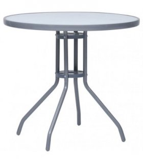 vidaXL Garden Table Light Grey 80 cm Steel and Glass