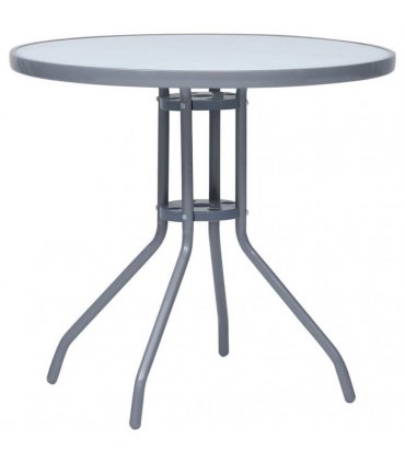 vidaXL Garden Table Light Grey 80 cm Steel and Glass