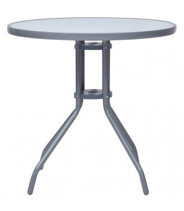 vidaXL Garden Table Light Grey 80 cm Steel and Glass