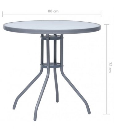 vidaXL Garden Table Light Grey 80 cm Steel and Glass