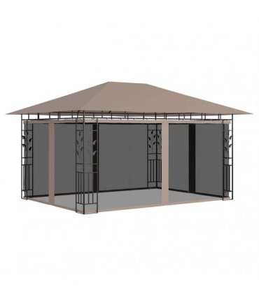 vidaXL Gazebo with Mosquito Net 4x3x2.73 m Taupe 180 g/m²