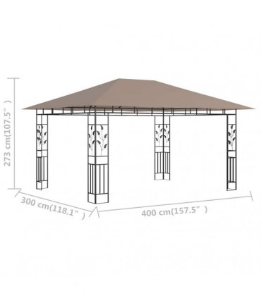 vidaXL Gazebo with Mosquito Net 4x3x2.73 m Taupe 180 g/m²