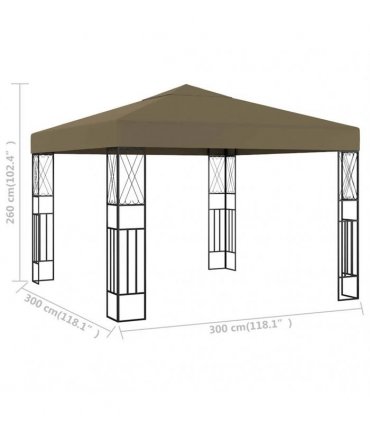 vidaXL Gazebo 3x3 m Taupe Fabric