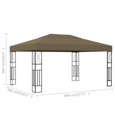 vidaXL Gazebo 3x4 m Taupe Fabric