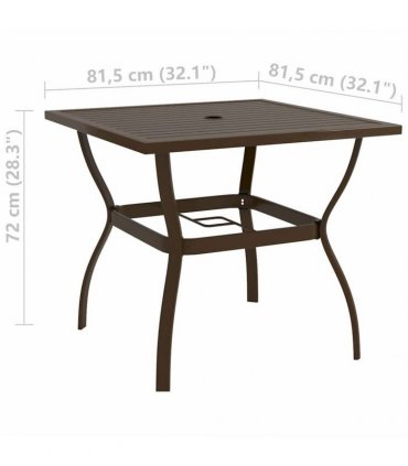 vidaXL Garden Table Brown 81,5x81,5x72 cm Steel