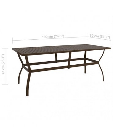 vidaXL Garden Table Brown 190x80x72 cm Steel