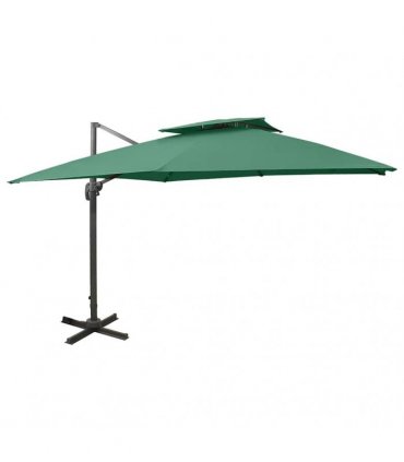 vidaXL Cantilever Garden Parasol with Double Top 300x300 cm Green