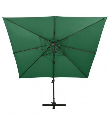 vidaXL Cantilever Garden Parasol with Double Top 300x300 cm Green