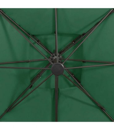 vidaXL Cantilever Garden Parasol with Double Top 300x300 cm Green