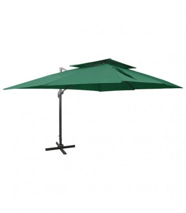 vidaXL Cantilever Garden Parasol with Double Top Green 400x300 cm