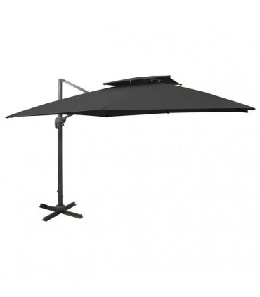 vidaXL Cantilever Garden Parasol with Double Top 300x300 cm Black