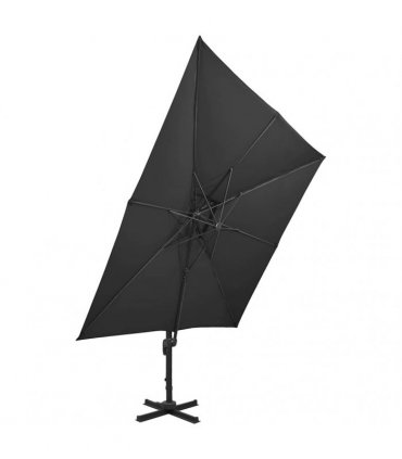 vidaXL Cantilever Garden Parasol with Double Top 300x300 cm Black